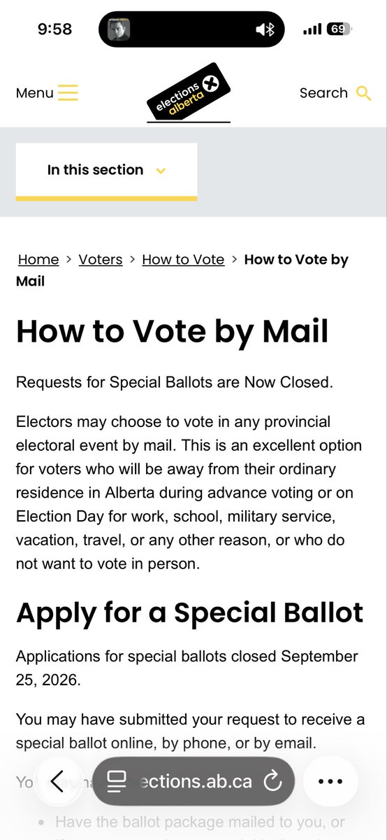 JeffreyRWRath's tweet photo. If there is proof of this all of those ballots need to be invalidated. 

I’m pretty sure  the Act says ELECTORS may request a ballot. 

That doesn’t mean that a political party may request them. 

IF it’s true that the NDP is requesting these ballots it’s a violation of the Act. https://t.co/g1BxqZ44bd