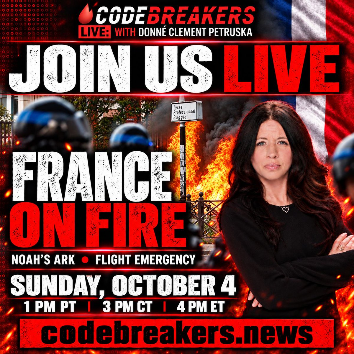 HOD_online's tweet photo. FRANCE ON FIRE. We’re sharing related Kim Clement prophecies, plus discussing Noah’s Ark claims and the flight emergency.
Oct 4 • 1 PM PT | 3 PM CT | 4 PM ET
Watch CodeBreakers Live: https://t.co/leh9xL3Oil
#CodeBreakers #KimClement https://t.co/qIljvBWdxp