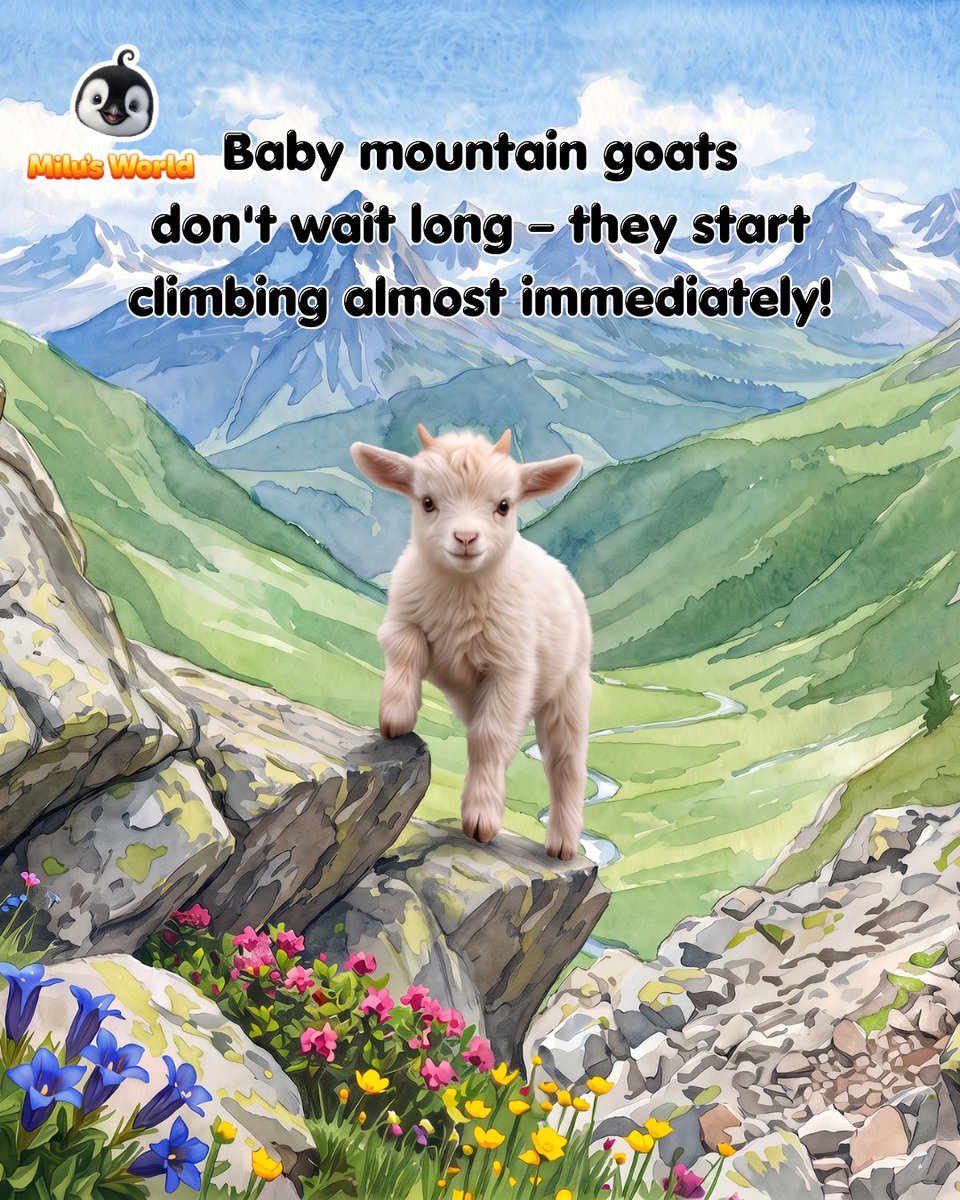 milupenguin's tweet photo. Rocky mountains for Billy 🐐, ice and snow for Milu 🐧! Different homes, but these two love to hop, play, explore, and make friends together! 😄

#MilusWorld #KidsAnimation #AnimalFacts https://t.co/q1lKDeWmnF
