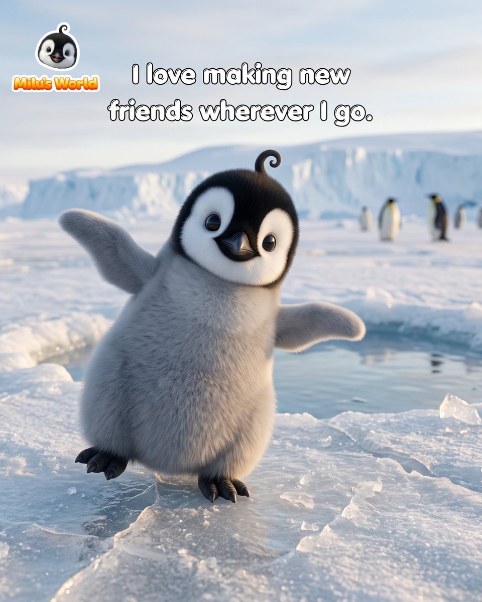 milupenguin's tweet photo. A little hello, a little kindness… and a new friend! 🐧💛

Making friends isn’t always easy. Milu is happy to be your friend first.

#MilusWorld #MiluPenguin #Friendship #LittleMiluBigWorld #KidsAnimation https://t.co/HAOvp8JIn1