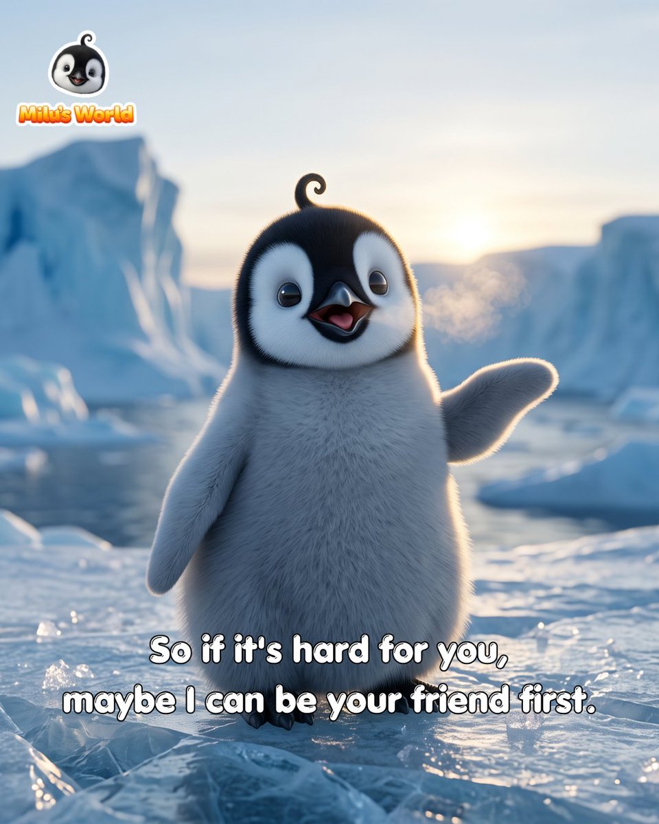 milupenguin's tweet photo. A little hello, a little kindness… and a new friend! 🐧💛

Making friends isn’t always easy. Milu is happy to be your friend first.

#MilusWorld #MiluPenguin #Friendship #LittleMiluBigWorld #KidsAnimation https://t.co/HAOvp8JIn1