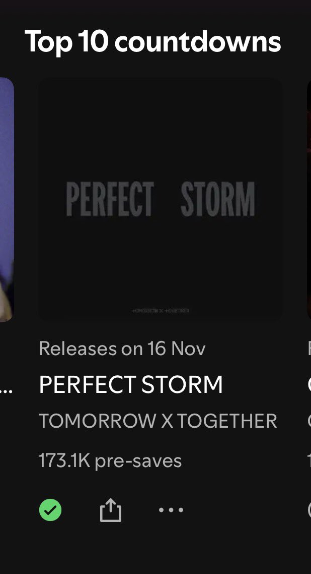 TXTChartData's tweet photo. .@TXT_members  "Perfect Storm" has reached a new peak of #8 on Spotify Countdown Chart.

— 173,1K (+13,2k)

🔗 https://t.co/6Dgfh5RCGo https://t.co/uEMwWEcMVl