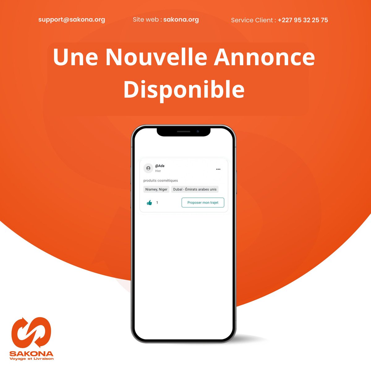SakonaApp's tweet photo. 📢 De nouvelles annonces sont toujours disponibles sur Sakona !

Vs voyagez vers l’une de ces destinations et vous avez des kilos libres ? C’es l’occasion d’aider quelqu’un tt en rentabilisant l’espace disponible dans votre bagage. Il y a même des consommables médicaux à expédier https://t.co/rEgH1pc3iQ