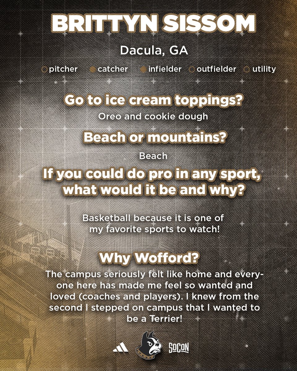 WoffordSoftball's tweet photo. Meet the Newcomers ➡️ Brittyn Sissom

#ConquerandPrevail #ForTheW https://t.co/xDC0cSbhEX