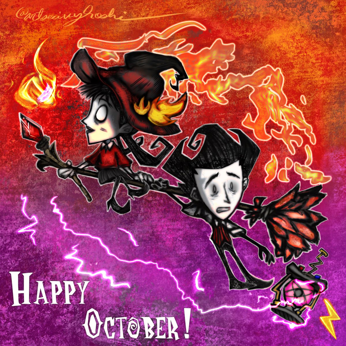 artsee_ivy's tweet photo. Happy October! #dst #dontstarve #dontstarvetogether #dstwilson #dstwillow https://t.co/w3MJkg3yYy