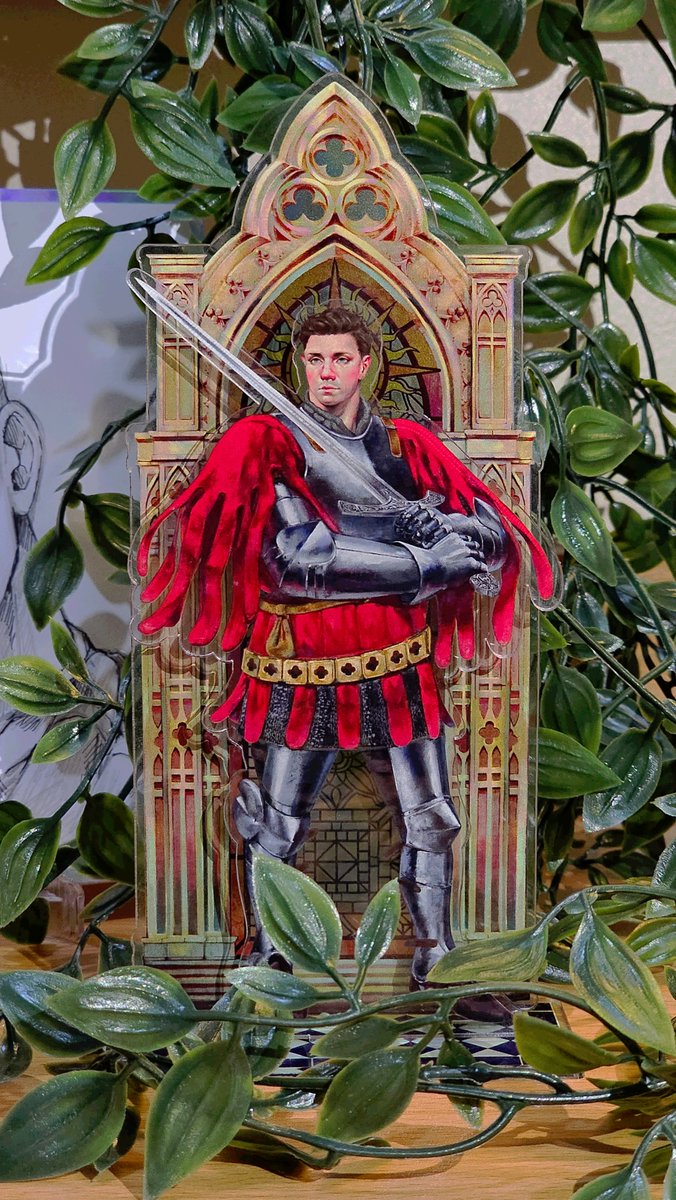 thornedcaine's tweet photo. My KCD Henry standee sample for #CF23 ✨️ the stained glass of the tracery window is translucent :] https://t.co/TV0eJb0yiV