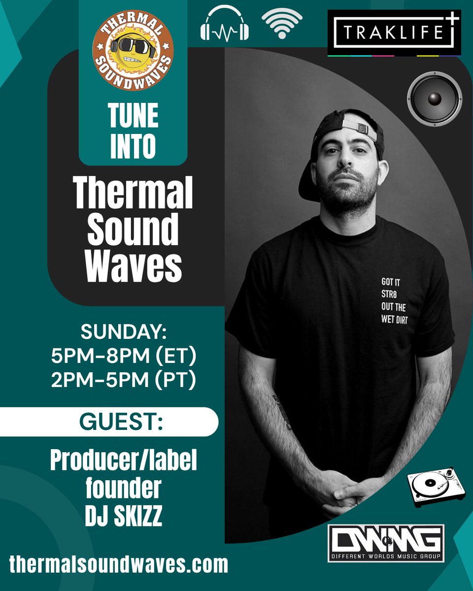 thermalsoundwav's tweet photo. #Catch the #ThermalSoundwaves #Show today @thisistraklife 5pm ET/ 2pm PT.

Guest: #producer &amp; label cofounder DJ Skizz @DjSkizz …

https://t.co/TiNMSngOZA ..

https://t.co/JmRWsyCRAN
..
 #losangeles #newyork
#radio #podcast #entertainment #listen #events #streaming #newmusic https://t.co/Cary86heGC