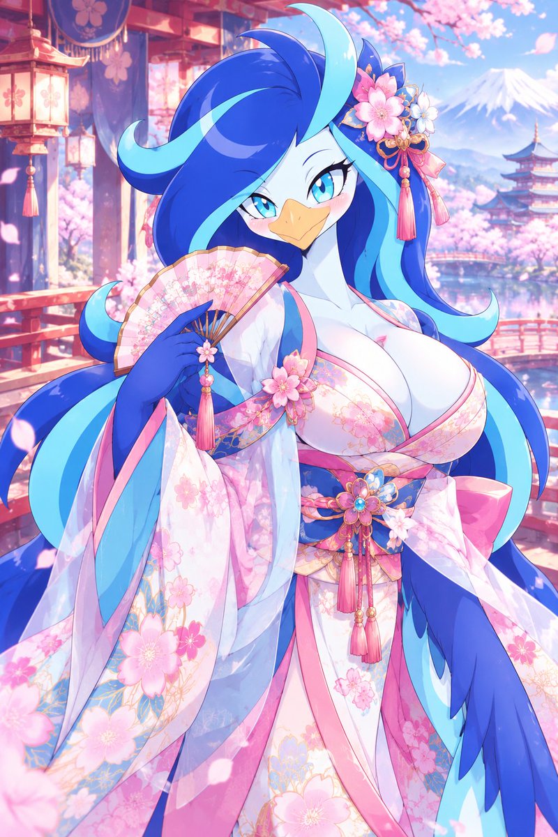 LikoQuaquaval's tweet photo. Quaquaval with her kimono ouflit. She's so cute and beautiful with her long hair!
#pokemon #quaquaval #ウェーニバル #AIart https://t.co/m6PX4lkOeb