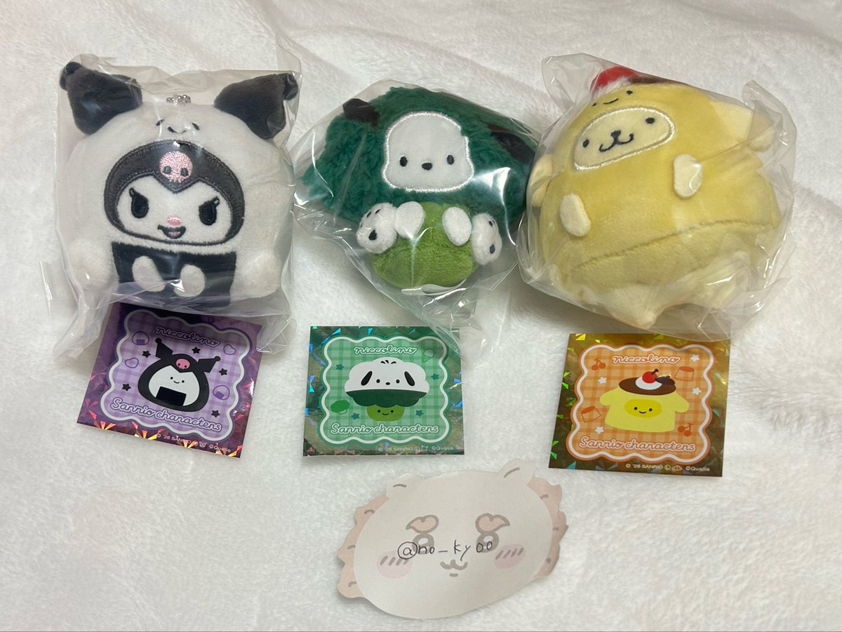 no_ky00's tweet photo. 【にっこりーノ　サンリオ ぬいぐるみマスコット　純喫茶　お弁当　セブン　ステッカー　交換】

譲→クロミ、ポチャッコ、ポムポムプリン

求→キティ

ステッカーのタコさんウインナーを特に求めておりますため、ステッカー付なら条件ないです。

郵送希望。
検索からも気軽にお声掛けください https://t.co/2SGSrshZpS