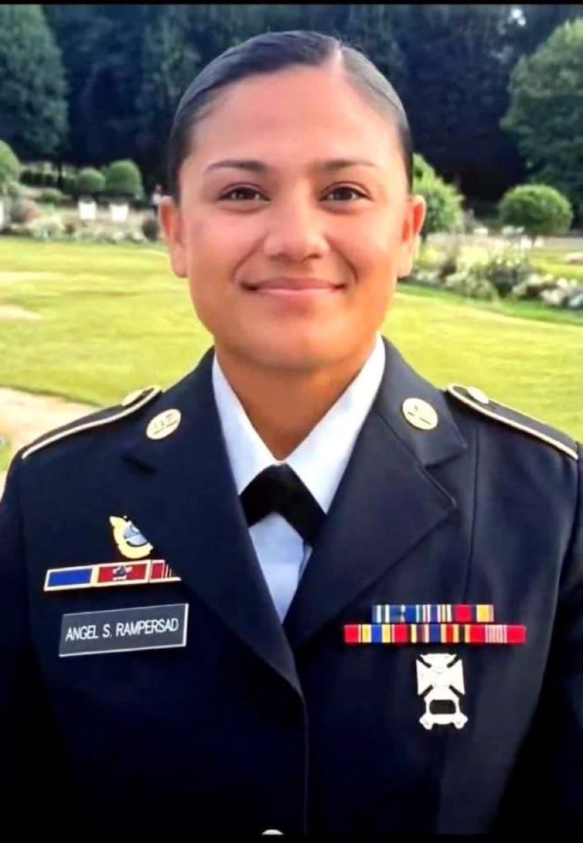 SoldiersWhisper's tweet photo. Beloved NY soldier killed during Iran War came from military family, had smile that could ‘light up room’

Sgt. Angel Sarah Rampersad was a 28-year-old U.S. Army soldier from Ozone Park, Queens, New York, who was killed in action on July 17, 2026, during an Iranian missile and drone attack. The attack targeted the Muwaffaq Salti Air Base in Jordan amid the ongoing military conflict between the United States and Iran.

Coming from a military family in Queens, Rampersad was remembered by her loved ones as a protective "gentle giant" who was active in her local church and excelled in track athletics during her youth. 

She is noted as the 18th American servicemember killed since the outbreak of the war with Iran.🕊️

#Military #RIP #MilitaryFamily