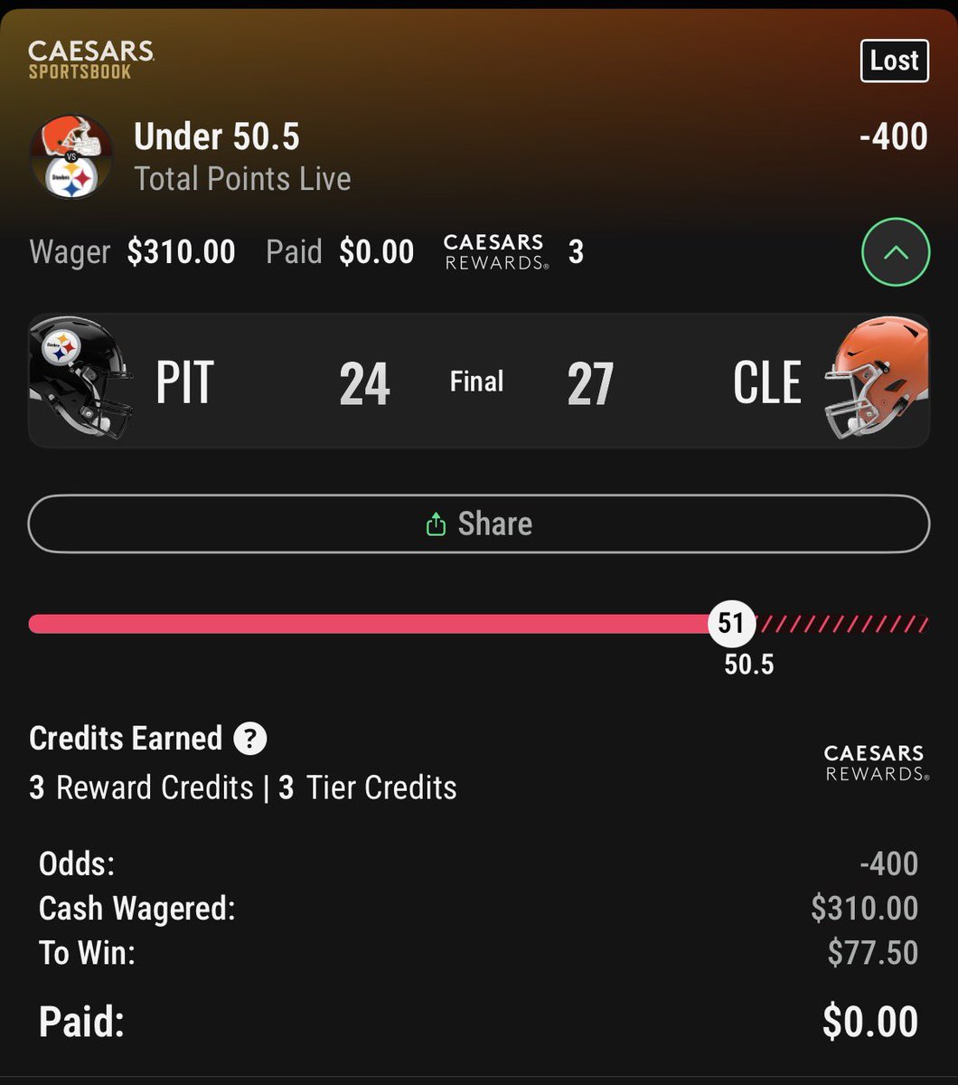 SharpHustle_'s tweet photo. 🚨$16 NFL Risk Free Arb🚨

CLE vs PIT- Total Points 50.5

Under 50.5- $310
Over 50.5- $61.55
Total Out- $371.55
Total Return- $387.27
Total Profit- $16🤑

All plays found using @OddsJam https://t.co/ogp1Vvfn0F