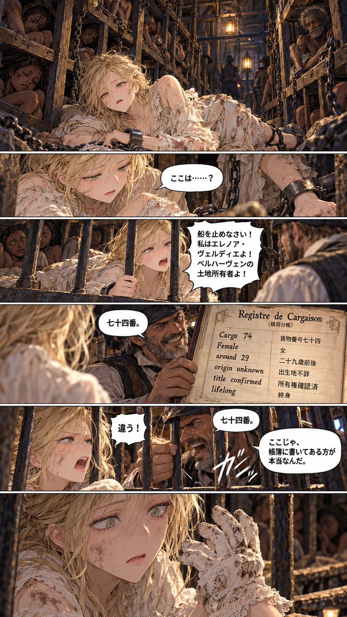 aididprison's tweet photo. 奴〇輸出国の土地所有者がだまされて輸出されちゃう話。
『光の港ベイルヘイブン』(1/3)
#女囚漫画 #女囚 #逮捕 #DID #AIart https://t.co/MnCPObhqSk