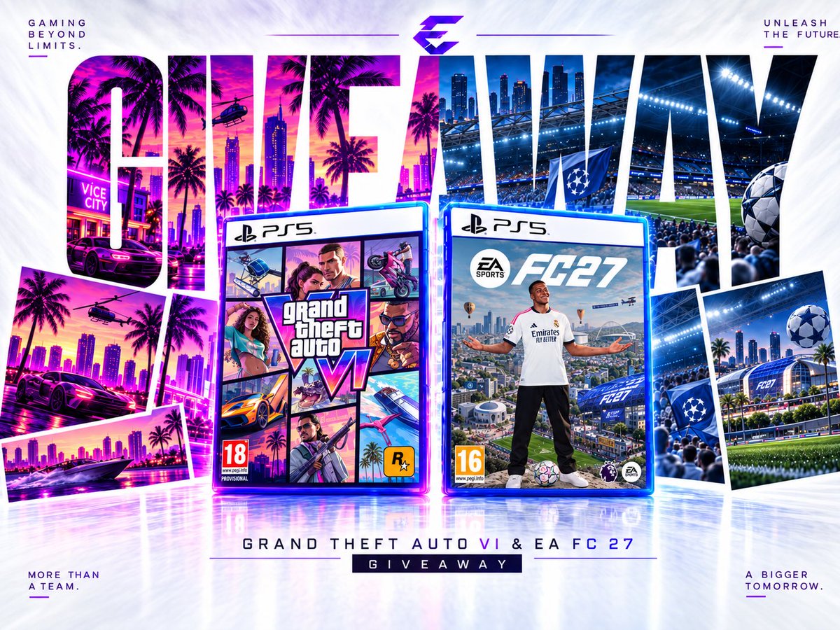 EvorianGG's tweet photo. 🚨 BIG GIVEAWAY BACK TO BACK. ONE WINNER.

WE SAID IT. NOW WE’RE MAKING IT HAPPEN. 🎮

Follow @EvorianGG 
Like + Repost

Win GTA VI or EA SPORTS FC 27 for PS5.

Winner announced in 10 days. 💜
#eafc #fc27 #gta #GTAVI #gta6 #evoriangg #giveaway https://t.co/Q1rLHpTycW