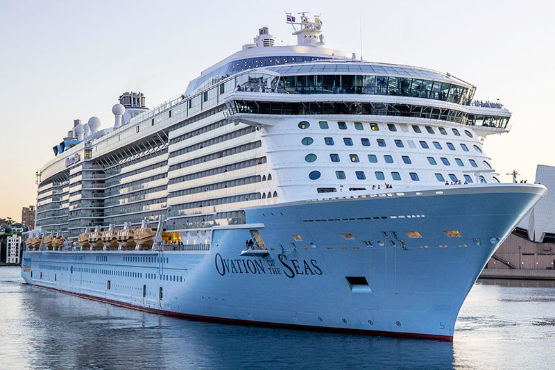 HookedCruising's tweet photo. Big deployment shake-up: Royal Caribbean is cutting Ovation of the Seas' Los Angeles run short. Nov 22, 2027 is the last LA sailing, then she is off to Brisbane. Affected guests get a full refund or a move to Navigator of the Seas with fees waived. https://t.co/RZ7qFsXIdQ