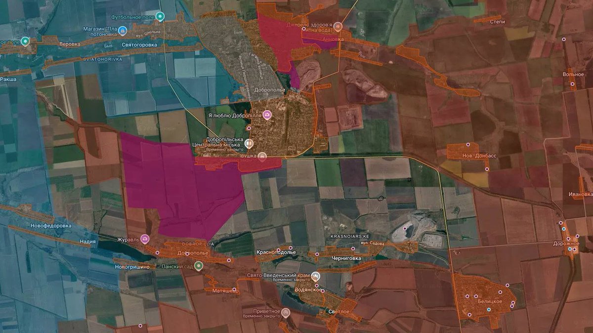 WarHunter2222's tweet photo. DNR

🇷🇺 In the direction of Dobropolye, the Russian Armed Forces have secured positions in the southern part of the city. In the north, they regained previously abandoned positions in Annovka due to enemy counterattacks, and subsequently advanced in Druzhkovka. https://t.co/Wq7Ur4MuHa