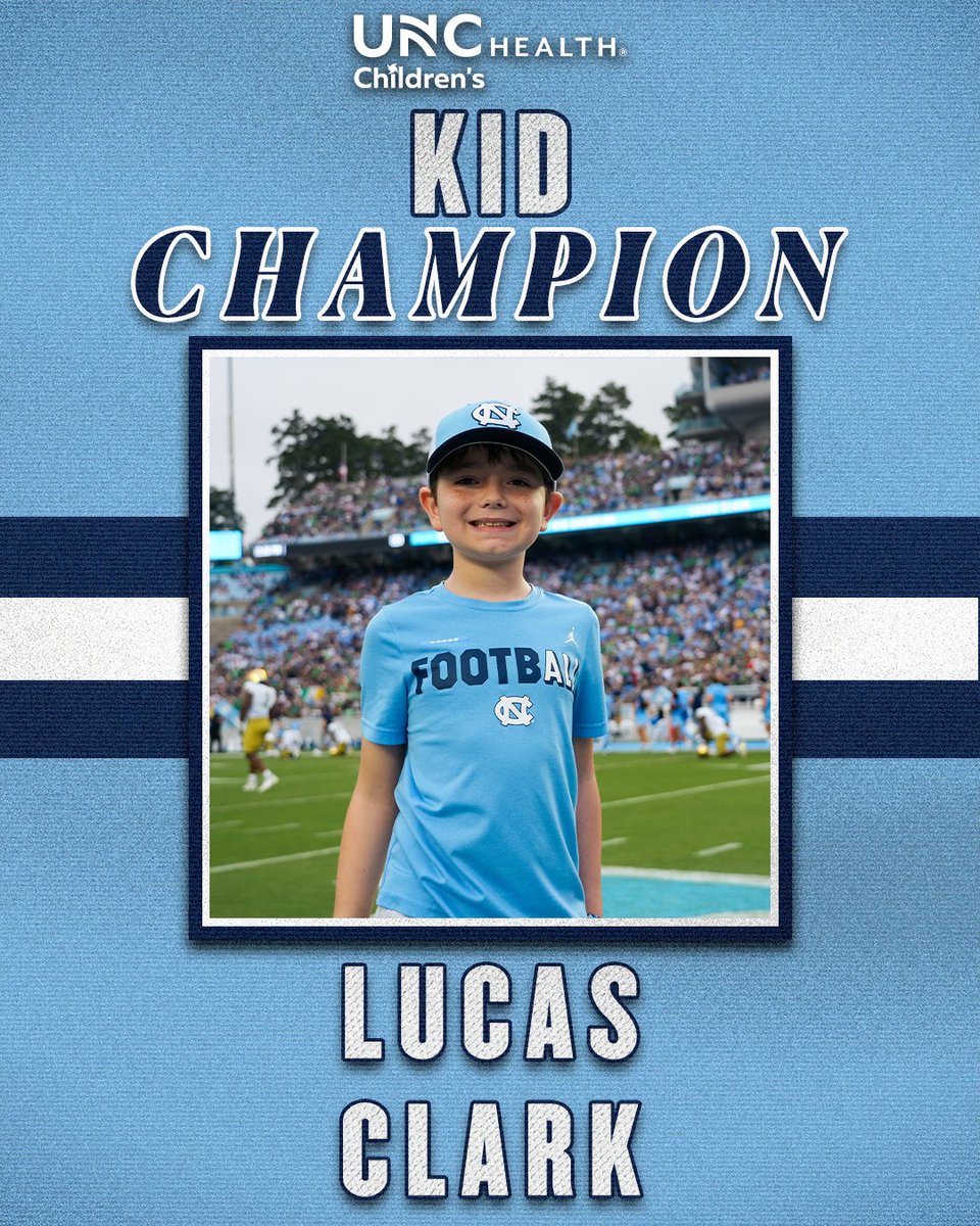 GoHeels's tweet photo. We were honored to host this week's @uncchildrens Kid Champion, Lucas, at Kenan Stadium yesterday! 🩵

Lucas got to join us on field for the coin toss &amp; all of the exciting action at yesterday’s game! 🏈

#GoHeels x @UNC_Health_Care https://t.co/ctHAWoBtwn
