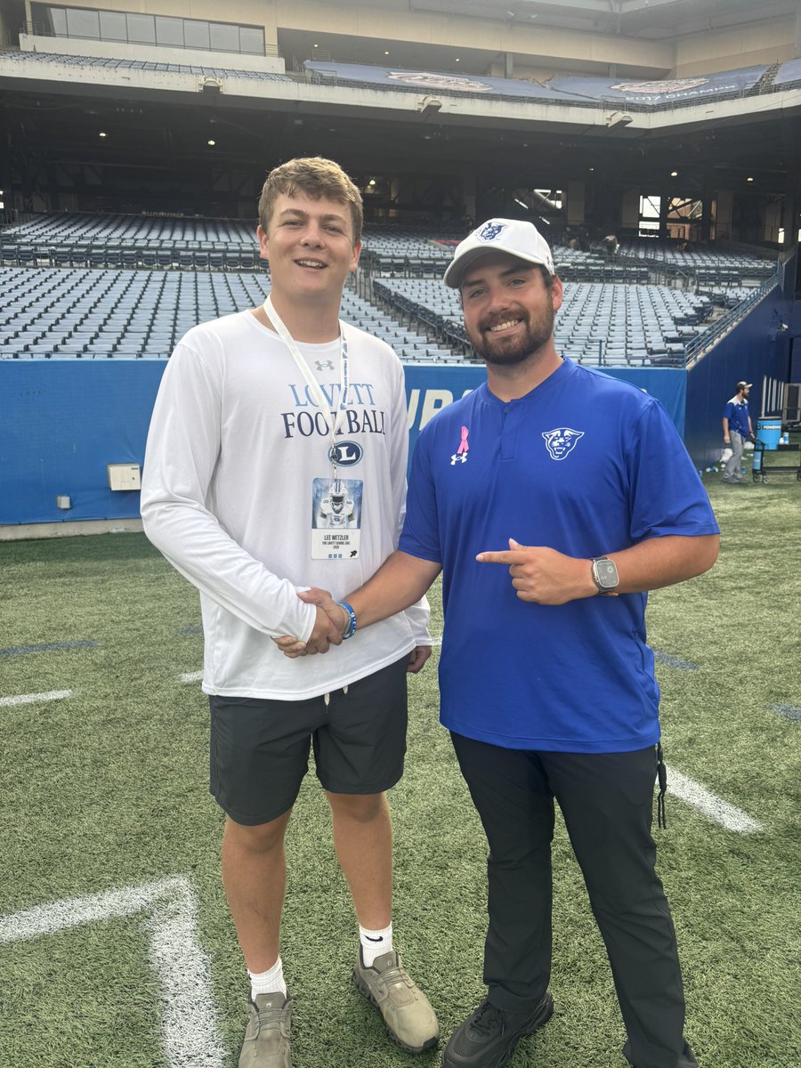 leewetzler28's tweet photo. Thank you @zconowal31 for the invite to homecoming for @gastatefootball. Go Panthers! Great win! @lovettlionsfb @CoachBorowski @Bamasnap @_Mike_McCabe @OneOnOneKicking @KohlsHighlights @HKA_Tanalski @willbenton10 https://t.co/fUvdqvre8k