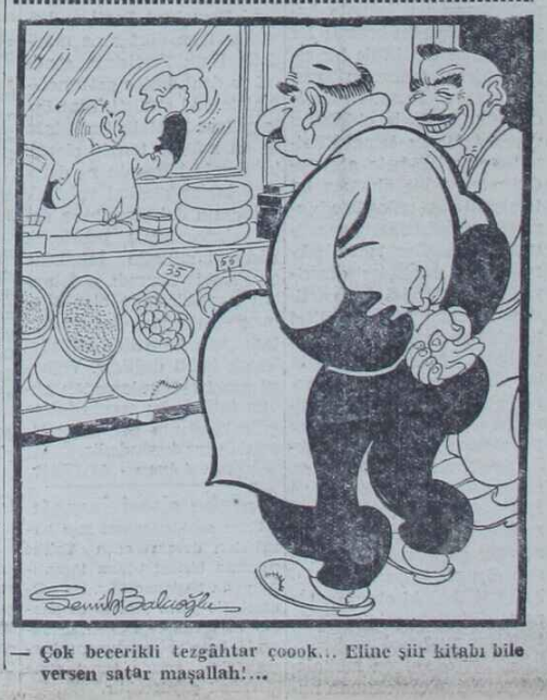 LibraryLost's tweet photo. Şiir kitabı bile satabilecek kabiliyet...

Akşam 
24 Şubat 1952 https://t.co/RK02gYIcuu
