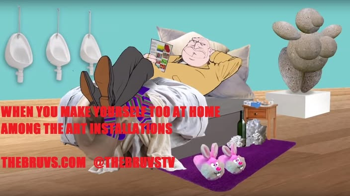 TheBruvsTV's tweet photo. Some #art these days is very #confusing #TheBruvs
SUBSCRIBE TO THE BRUVS YOUTUBE CHANNEL https://t.co/7amZUP3Yaw
#gallery #exhibit #slippers #bed #emin #artshow #cartoons #villains #comedyshow https://t.co/xhCUlxgy5b