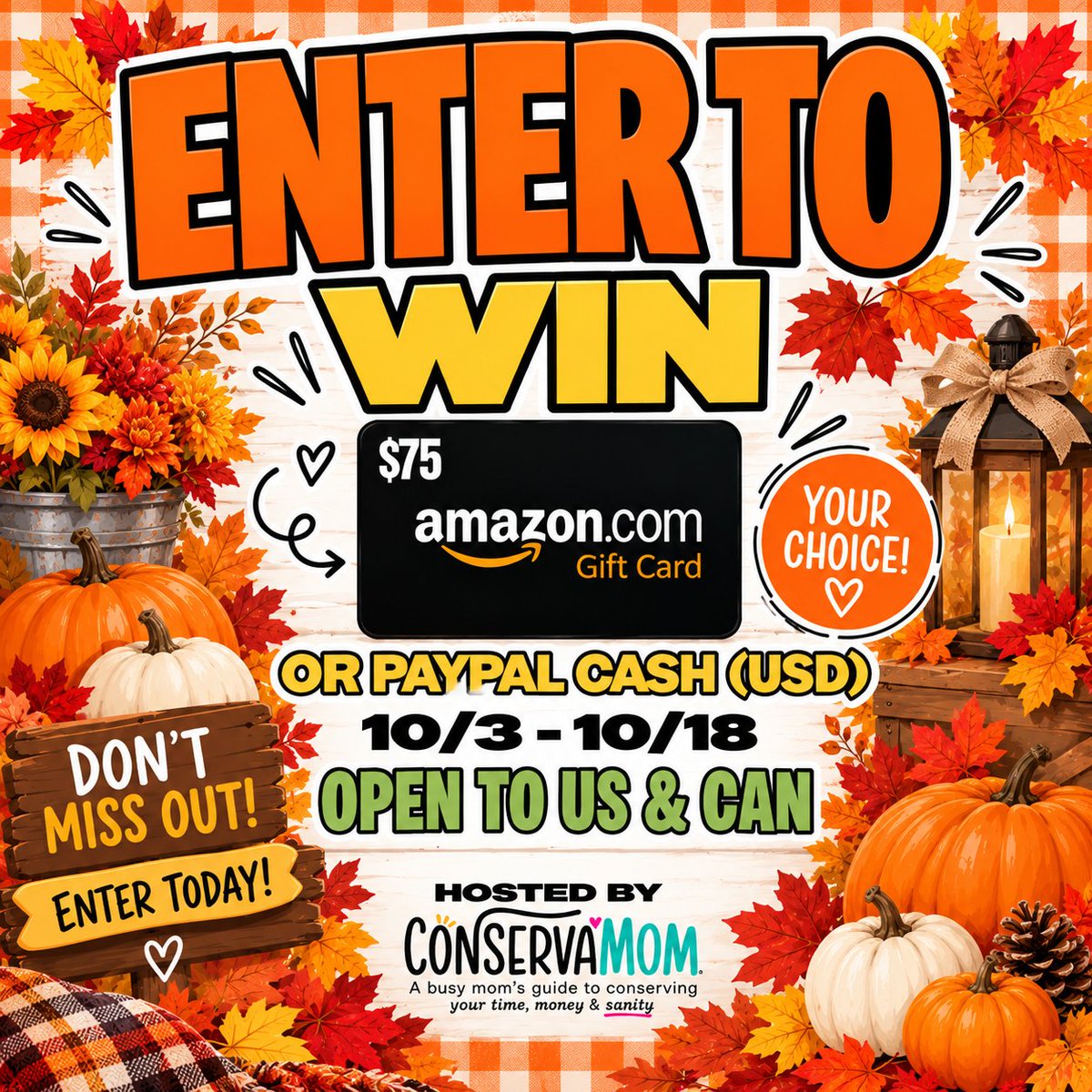 DeliciouslySavv's tweet photo. 🎉🎁 GIVEAWAY ALERT! 🎁🎉

Want to WIN $75 to Amazon OR $75 PayPal Cash?! 💰🛍️💸 YOU choose your prize! 🙌

One lucky winner gets to pick their favorite! 😍

✨ Enter today & good luck! 🍀
⏰ Ends 10/18!
https://t.co/fb9rGw9O6S

#Giveaway #AmazonGiftCard #PayPal #Win #Sweepstakes @ConservamomE