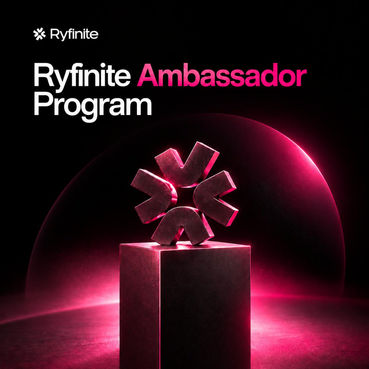 ryfinite's tweet photo. Ryfinite Ambassador Program is now open.

We’re looking for builders, creators, community leaders, and true believers who want to grow with Ryfinite.

Help shape the community. Expand the ecosystem. Build what comes next — with monthly bonuses and exclusive ambassador rewards.

Apply now: https://t.co/azOsJZlZiJ

📅 Application deadline: Oct 20, 2026