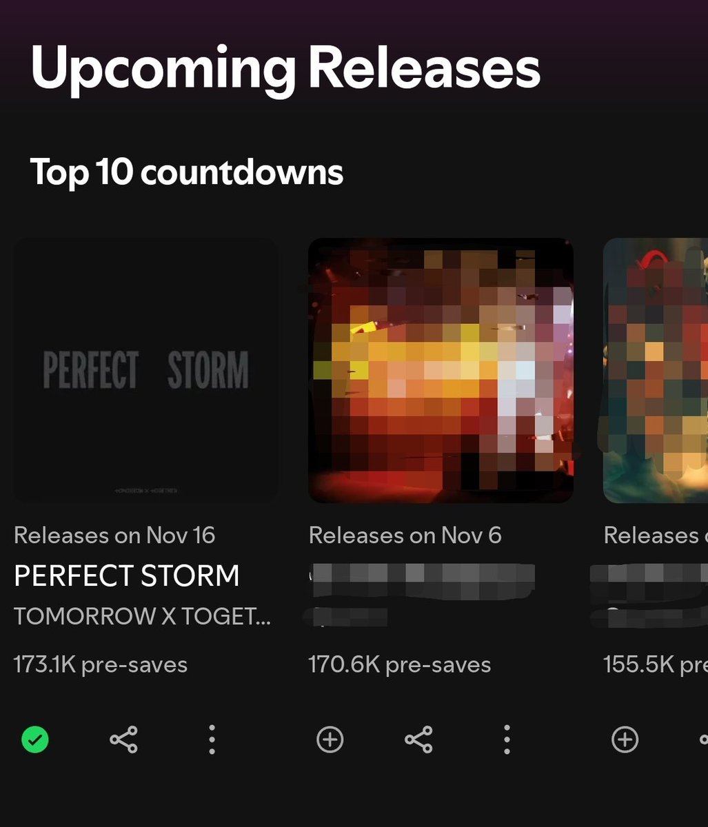 TXTCHART_KR's tweet photo. .@TXT_members "PERFECT STORM" reaches a new peak of #8 (+1) on Spotify's Top 10 Countdowns with 173.1K (+13.2K) pre-saves.

https://t.co/mxEGr9cM4S https://t.co/3tbwPTnK3A