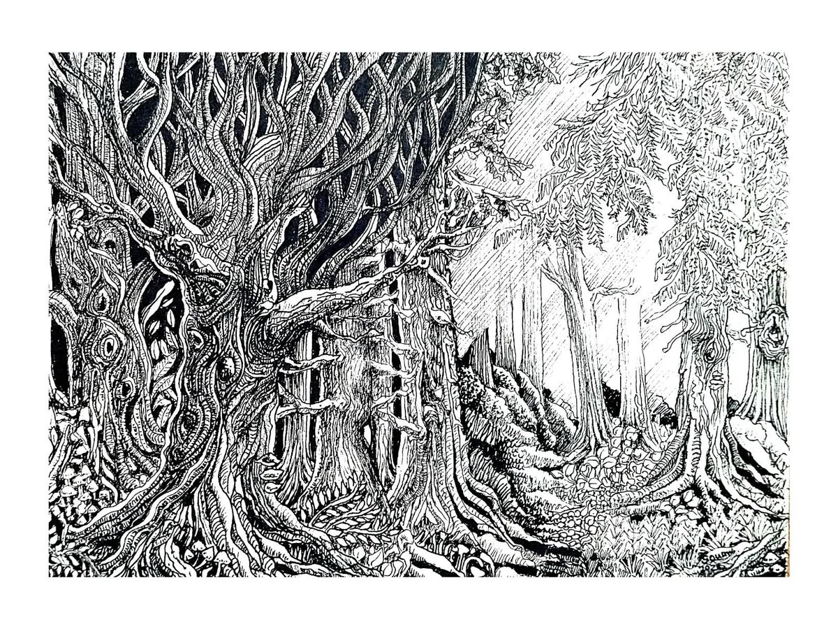 souravmishra1's tweet photo. My ink-on-paper artwork - 'Shadows Holding Light'. #ArtTalk https://t.co/eRkVRkvuV1