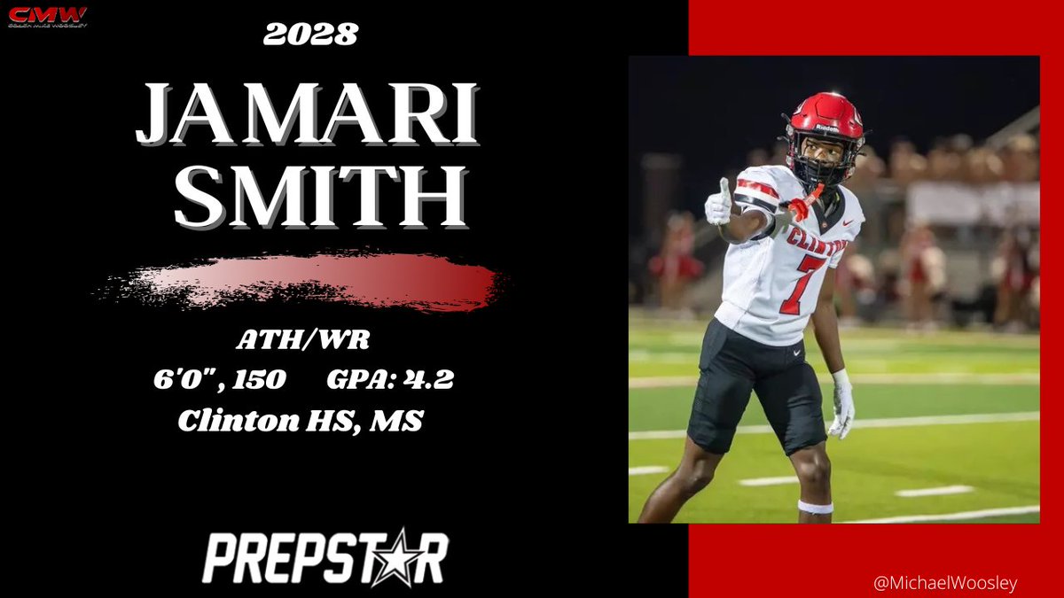 PrepStarSW's tweet photo. Smith excels in space, where his athleticism and body control allow him to create separation and turn short gains into explosive plays. He runs crisp, efficient routes and shows a natural feel for finding open windows in coverage. @4__Marii https://t.co/pEY0R3Hvs9