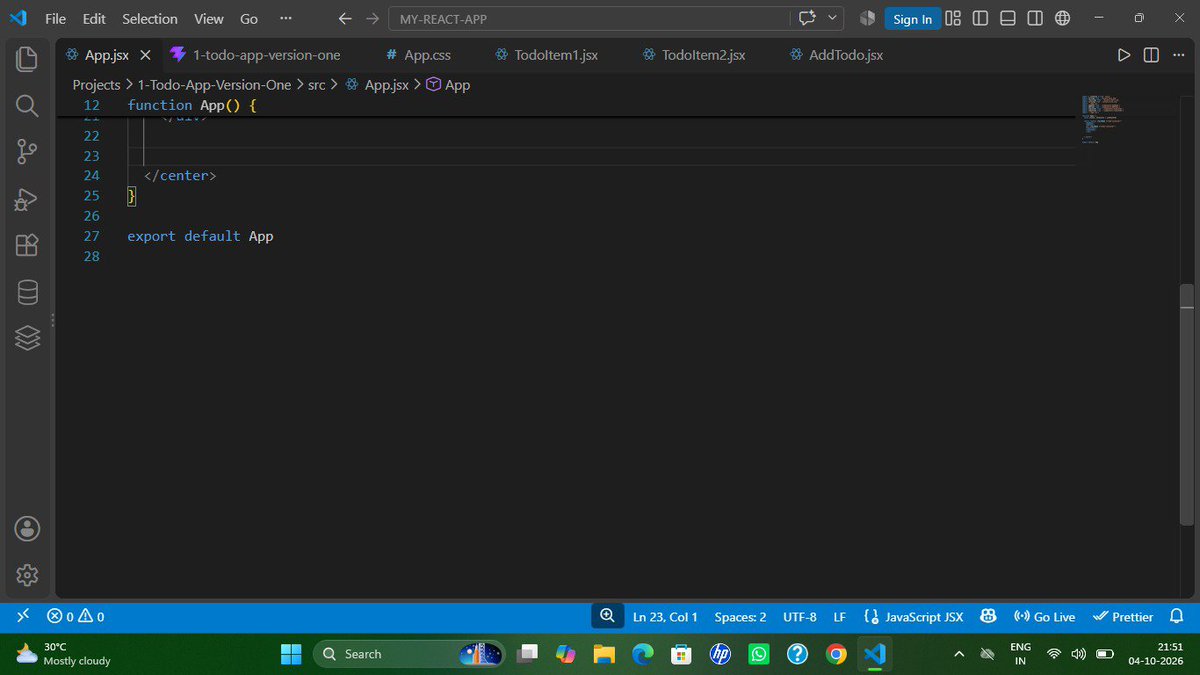 itz_Mahak25's tweet photo. Day 27/50 — Coding Challenge ⚛️🚀

Just trying to build something with React today! 💻
Learning by experimenting, breaking things, fixing them, and building again. 

#50DaysOfCode #ReactJS #WebDevelopment #CodingChallenge #LearningByBuilding https://t.co/cCpNYfLqyc