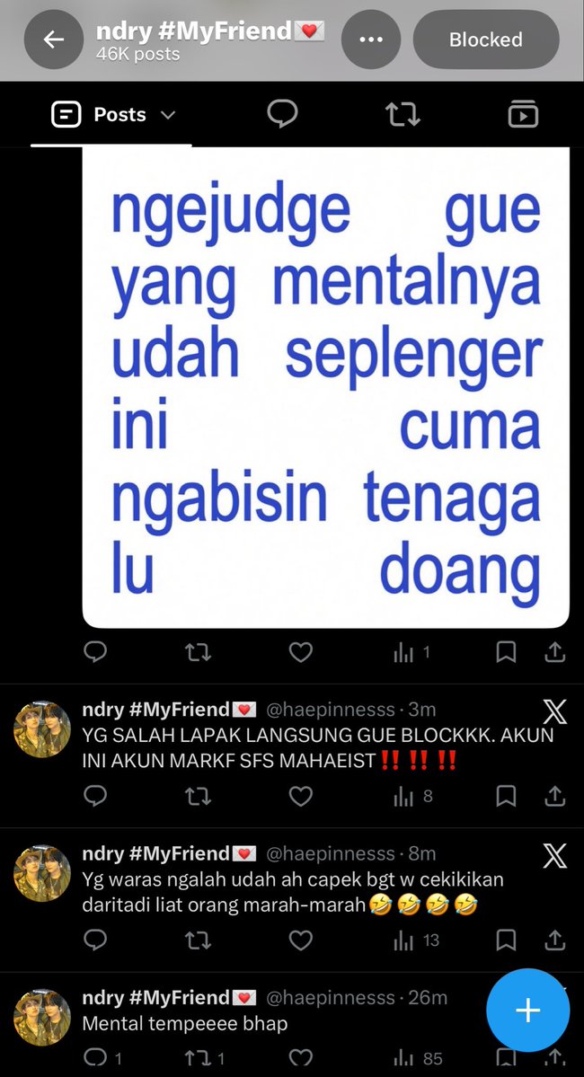 aeskysfs's tweet photo. @bearhyeoki @haepinnesss Aslii mager nanggepin jawaban template bloon dia soalnya emg keliatan bebal dia dibilangin berkali2 jg. Lagian yg ketauan akun shipper hama dan bloon gt jg udh pasti gw block #kasian #ditinggal #temen #sejawatnya https://t.co/JNQ7wlWWL8