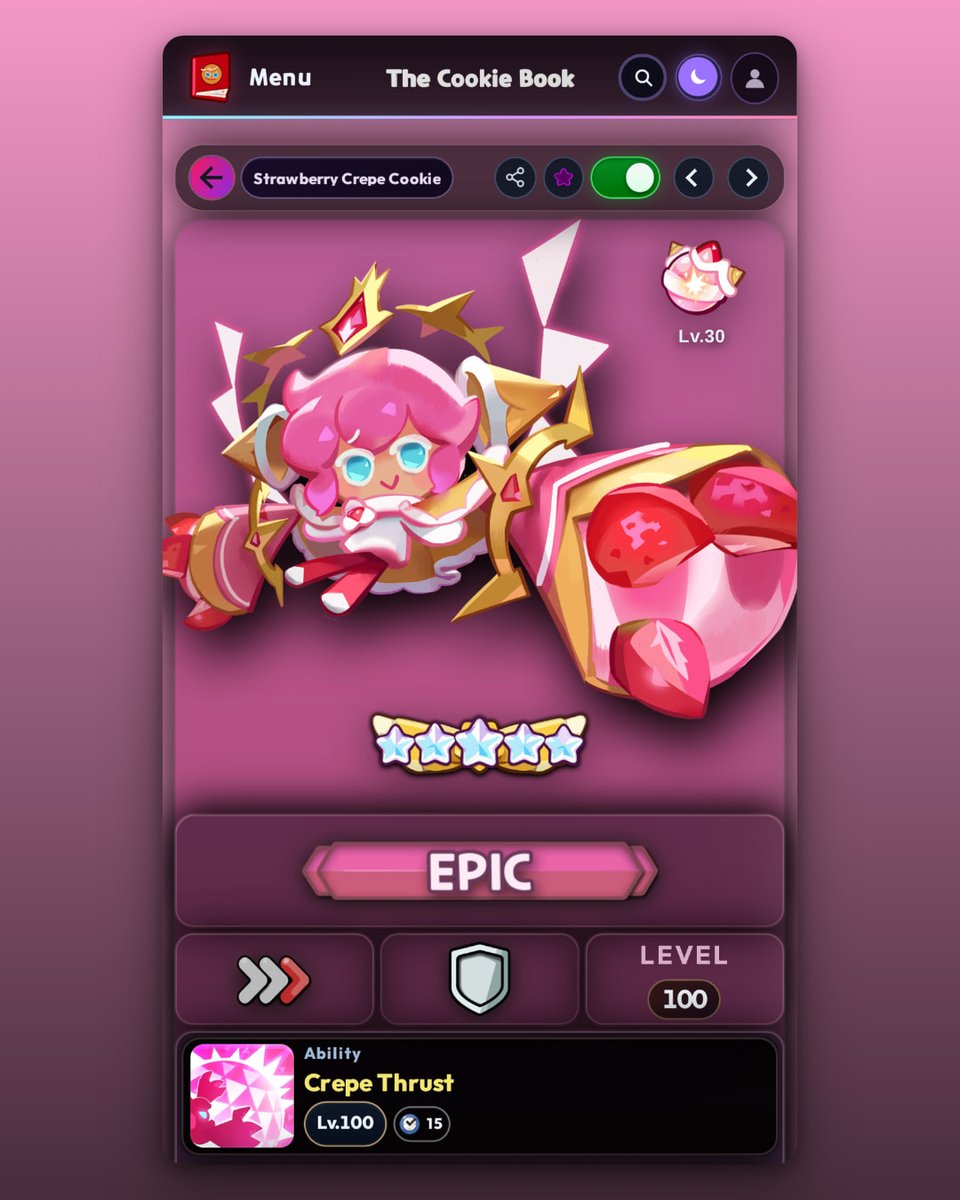 The_Cookie_Book's tweet photo. 🍓 Cookie of the Day: Strawberry Crepe Cookie

A robotics prodigy more at home with Wafflebots than Cookies 🤖 Giant crepe arms deal area damage and protect low-HP allies.

https://t.co/OH2Qt7NLlH

#CRK https://t.co/9D1goW1jiS