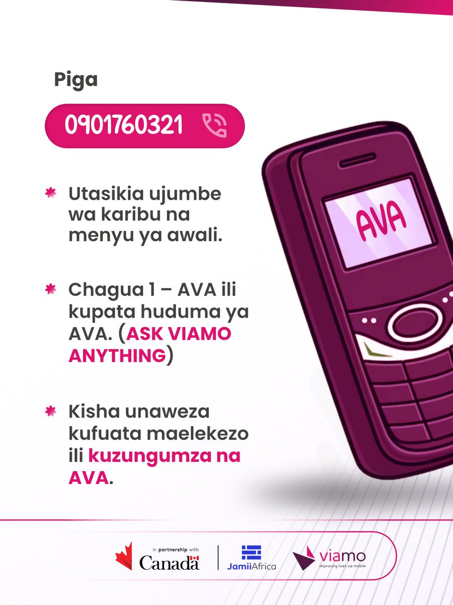 JamiiForums's tweet photo. Wikiendi yako haiwezi kukamilika kama hujaongea na AVA akupe mipango mipya, Piga sasa namba 0901760321 kisha fuata maelekezo.

Zaidi https://t.co/osjDKa58oS

#JamiiForums #OngeaNaAVA #MuulizeAVA #MshirikisheAVA https://t.co/TMJPgiECNY
