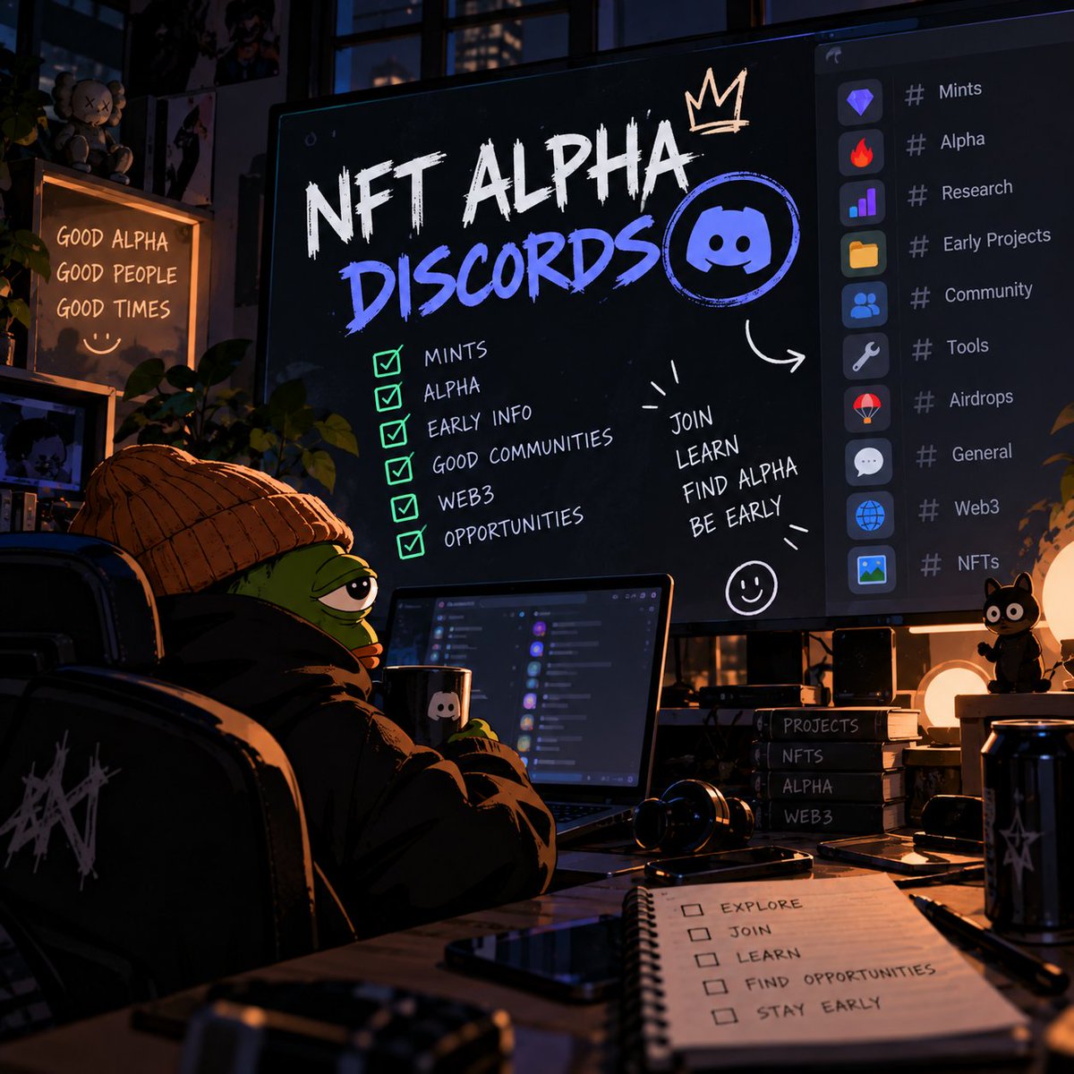 veyro_eth's tweet photo. Some NFT alpha Discords worth checking out 👀

Sharing a list of communities I’ve come across. Some are more focused on mints, some on alpha, and some on general Web3.

@Blockstards — by @bastien0x
@FunkariNft — by @Tma_420
@MintedNFTs — by @0itsali0
@TheGorillaLabs — by @CryptoGorilla
@LegacyWeb3io — @SHADOW_NFT15 & @thunderxdxd
@PristineDao — by @Kelvinoyibo
@ZaxWeb3 — @breyonchain & @dogacan
@TropadaDrih — by @Adrianamessina9
@1MinuteWeb3 — by @ONEMINNFT
@web3lumex — by @evokein
@Theinn3rside — by @KingmilesCe
@Uniquealpha_ — @uniquesingh__
@Mattymatrix_ — @iammattiex
@Metafrens01 — @The_sugargirl
@WhaleWeb3_ — @nftmufettisi

If I missed any good ones, drop them below 👇