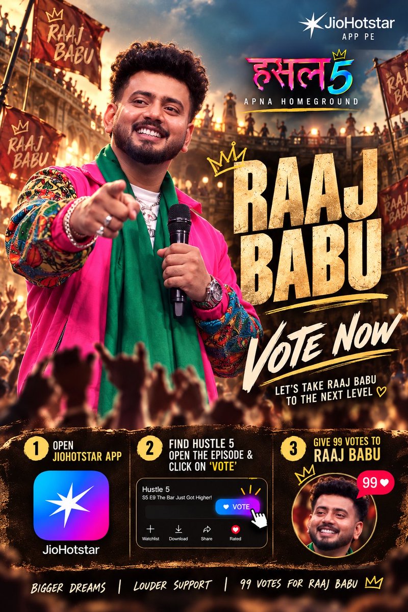 SinghAmanTweets's tweet photo. Guys, a humble request, please vote for my friend #RaajBabu @mtvhustle ❤️

Bhai has been through unimaginable struggles and hardships to get here. He has fought his way through so much, and now your vote can make a real difference.
Every vote matters. https://t.co/XDuA2tQfF9