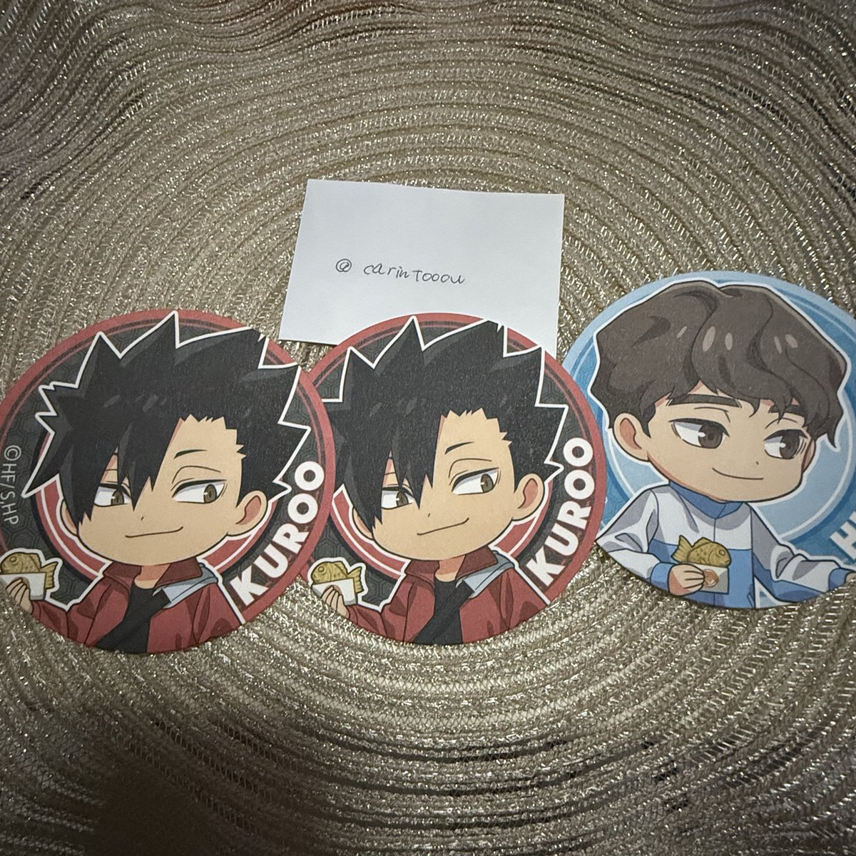 carintooou's tweet photo. 【交換・買取】ハイキュー×鳴門鯛焼本舗

アクスタ
譲：昼神、星海
求：(前半)天童＞二口、及川、岩泉＞定価+送料

コースター
譲：⭐︎黒尾×2、昼神
求：♡ポストカード黒尾(通販)×1＞コースター宮侑、宮治

福岡市内or郵送
⭐︎⇔♡1:1で探しています。
♡が決まり次第、宮兄弟へ切り替え https://t.co/bcUXMTRtRp