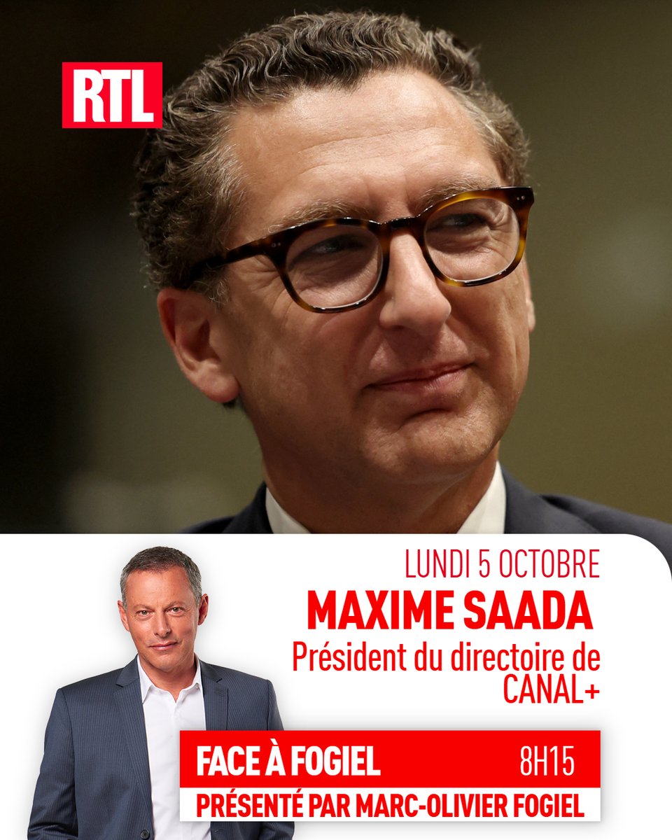 RTLFrance's tweet photo. En plein bras de fer avec le gouvernement sur le budget 2027, Canal+ assure que le doublement de la TVA sur la télévision payante pourrait lui coûter jusqu’à 200 millions d’euros par an. Quelles pourraient être les conséquences pour les abonnés et jusqu’où la facture va-t-elle grimper ?
 Le gouvernement peut-il encore reculer ? Et quel avenir pour la télévision française ?

Le président du directoire du groupe Canal+, Maxime Saada, répondra aux questions de @FogielMarcO ce lundi 5 octobre à 8h15.