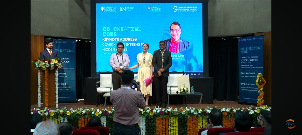 AmitK_PhD's tweet photo. Had d grt pleasure & honour to deliver #Keynote address on #Governing #AI for #Hidden Voices at #Co_Creating_Code Global #AI Conference 2026 at @iitdelhi today organised by @Cambridge_Uni & @fitt_iitd! Sincere thnks to Prof Nazia M Habib & Dr Nikhil Agarwal for d kind invitation! https://t.co/A2CS5MVELk