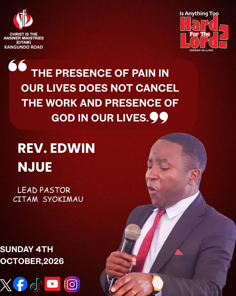 CitamRuai's tweet photo. Even in the most difficult seasons, God is still at work!
A snippet of the powerful sermon from Rev. Edwin Njue during today’s service.

#citamkangundoroad 
#isanythingtoohardforthelord 
#wherechrististheanswer https://t.co/zrLSPa8vdO