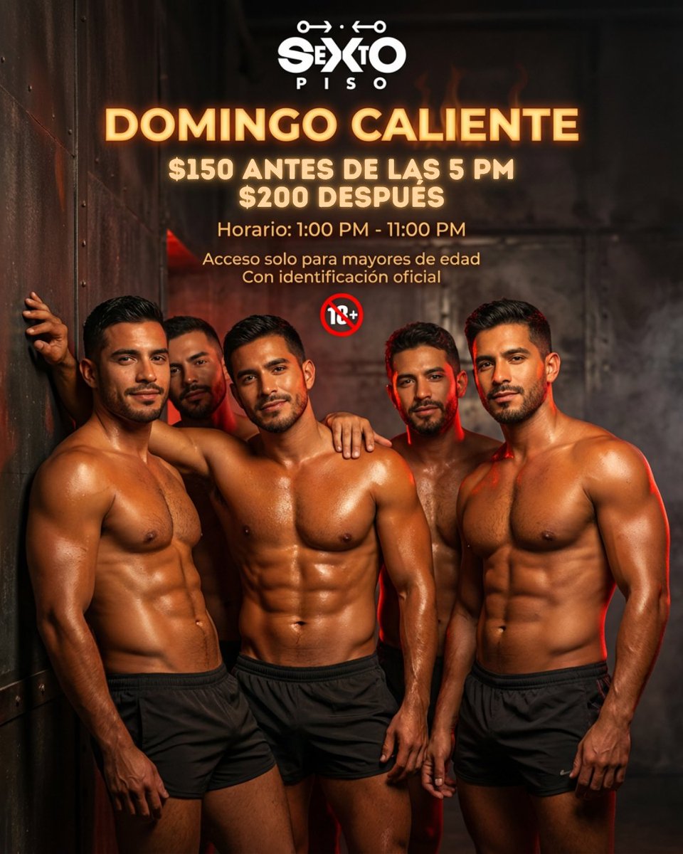 Sextopiso_mx's tweet photo. ☀️ ¡HOY Domingo Caliente en Sexto Piso!
⏰ Horario: 1pm a 11pm.
🎟️ Entrada: $150 antes de las 5pm, $200 después.
🔐 Lockers y guardarropa disponibles.
🔞 Solo mayores de edad con identificación oficial.
📍 Eje Central 123.
¡Nos vemos en el día más visitado de la semana! https://t.co/F74d1OyKml