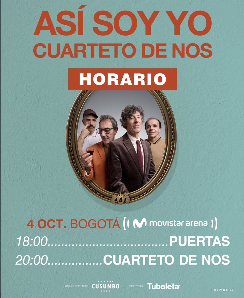 Juanjo_guerrero's tweet photo. Horarios para el Cuarteto de Nos en Bogotá https://t.co/w4xsx1m7rt