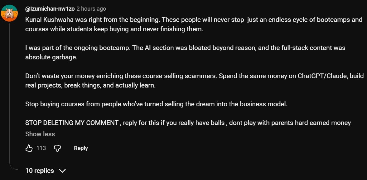AbhinavXJ's tweet photo. stop paying for courses in 2026
don't let these course sellers fool you, they will always be ready with another course, another mega sale, every year

these are not going to help you. trust me. and save yourself some money and work hard, use AI, you have all the knowledge you need out here