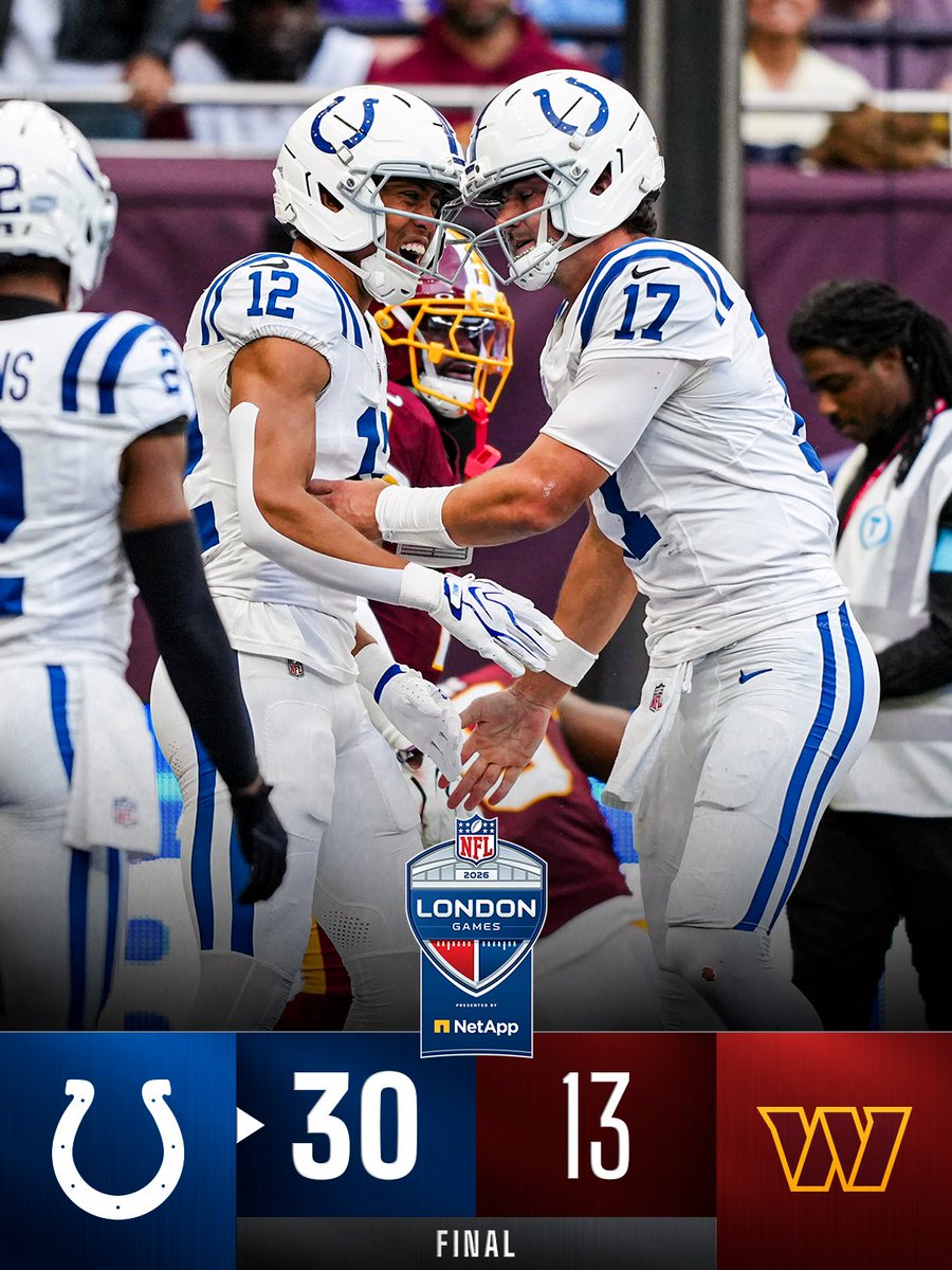 FINAL: The @​Colts get the victory in London 🇬🇧 @​NFLUKIRE 
 [📷](https://pbs.twimg.com/media/HTzPeMoXoAAd2yJ.jpg) https://pbs.twimg.com/media/HTzPeMoXoAAd2yJ
