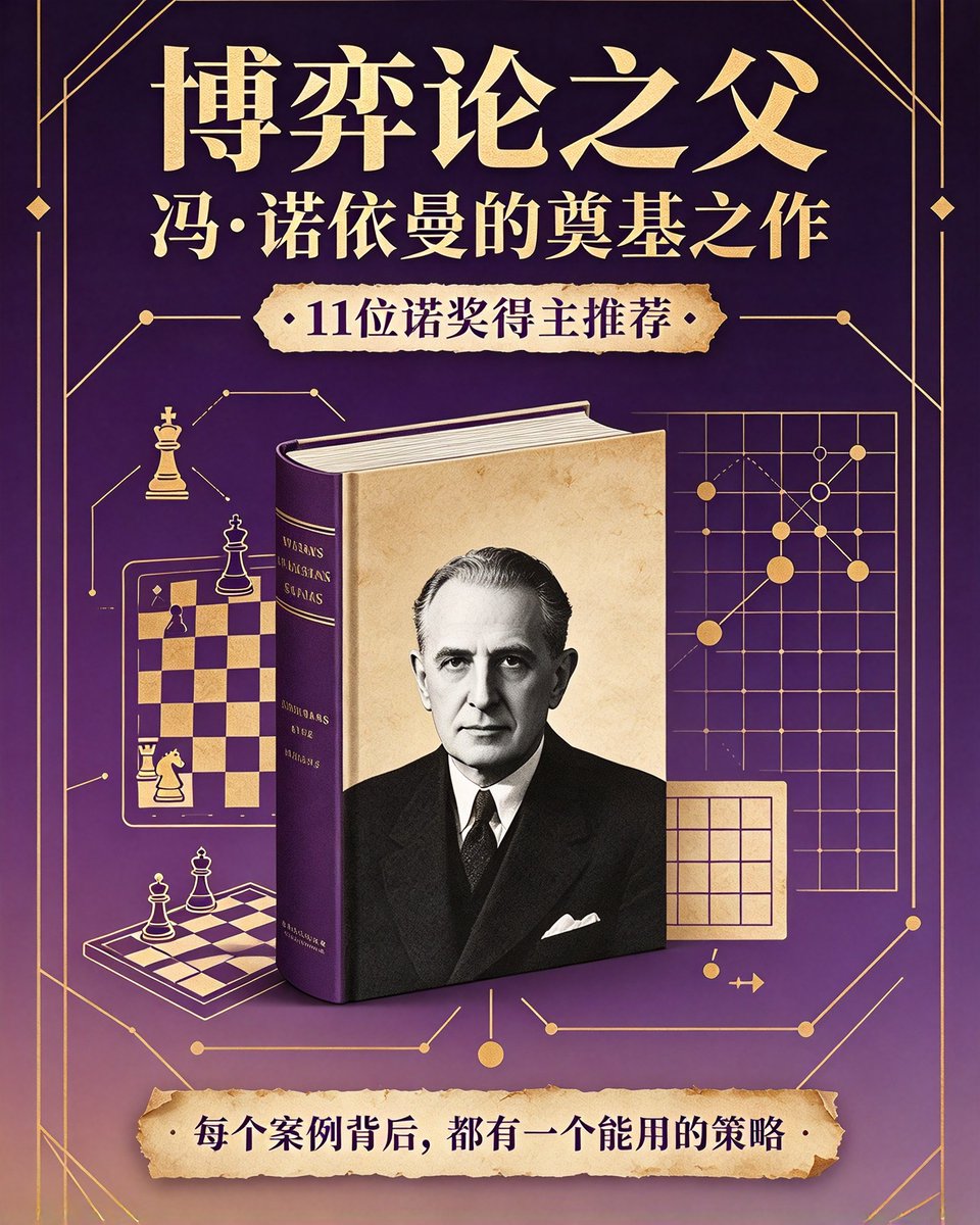 Huahuazo's tweet photo. 《博弈论》之父冯·诺依曼的奠基之作！11位诺奖得主推荐。

从零和博弈到混合策略，从囚徒困境到三人博弈
每个案例背后，都有一个能用的策略。
🔗：https://t.co/noCM5iBaOQ https://t.co/yVySnJWzuM