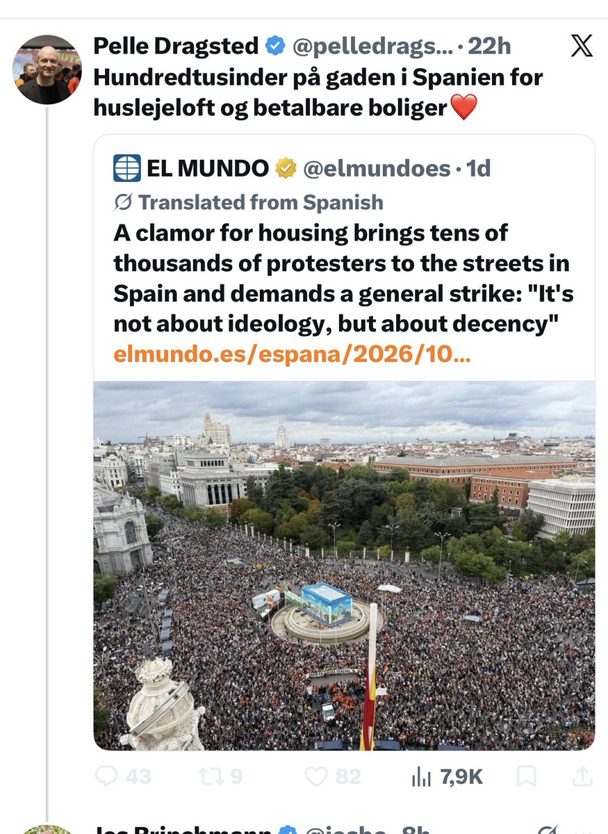 Dom_inaAmina's tweet photo. Nogen der gider spørge @pelledragsted og @Enhedslisten om, om de er en del af problemet, men her faker de er på de lokales side! 

Pelle har som bekendt købt ferie bolig i Spanien i 2022. Finansieret af lån i friværdi i DK.  Så han er en kæmpe stor del af det problem de lokale går på gaden for. Hvorfor helvede er der aldrig nogen der stiller Pelle til ansvar fra #dkmedier så han ikke slipper afsted med den slags her. 

Kæmpe skidt karl vibes igen fra Pelle. 

#dkpol