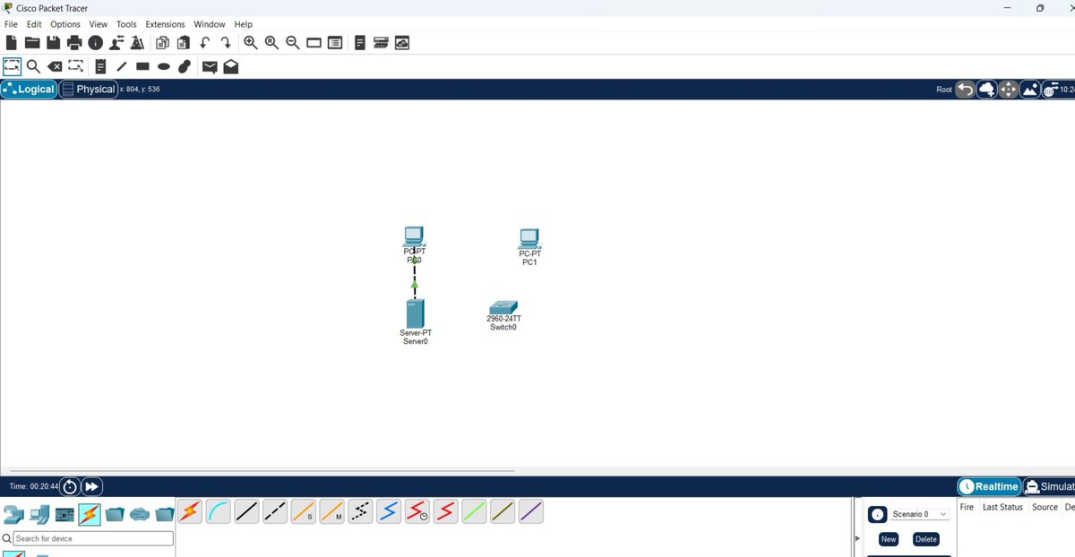knupooor's tweet photo. Day 1 of learning cybersecurity 

Starting from the basics today was networking + client-server architecture.

Built my first lab in Cisco Packet Tracer and actually watched a client request a webpage from a server.

#cybersecurity #networking  #buildinpublic #learninpublic https://t.co/T83JQPY1Du