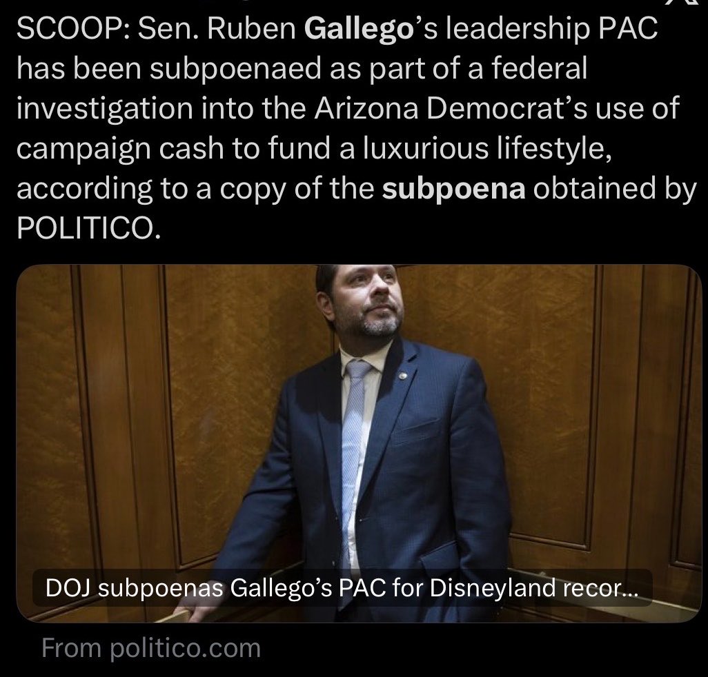 tylerbowyer's tweet photo. Ruben Gallego using PAC funds for vacations, including Miami, Disneyland and tickets with his bff Eric Swalwell to the Super Bowl??? https://t.co/Wj7ebauirF
