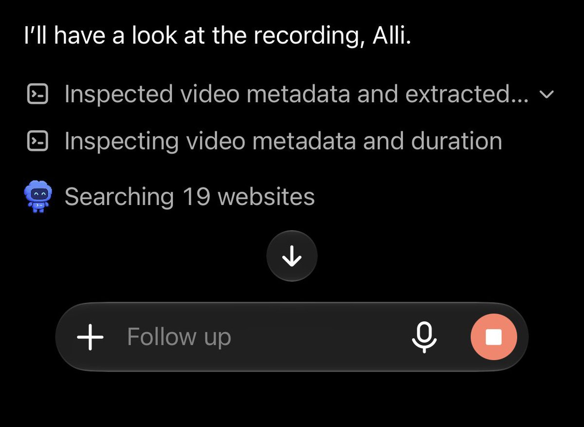 AllisterSpence's tweet photo. Wait, ChatGPT can inspect frames from uploaded videos?

#ChatGPT #OpenAI #AI #ArtificialIntelligence #AITools #Tech #Technology https://t.co/aOk8qUFdN6