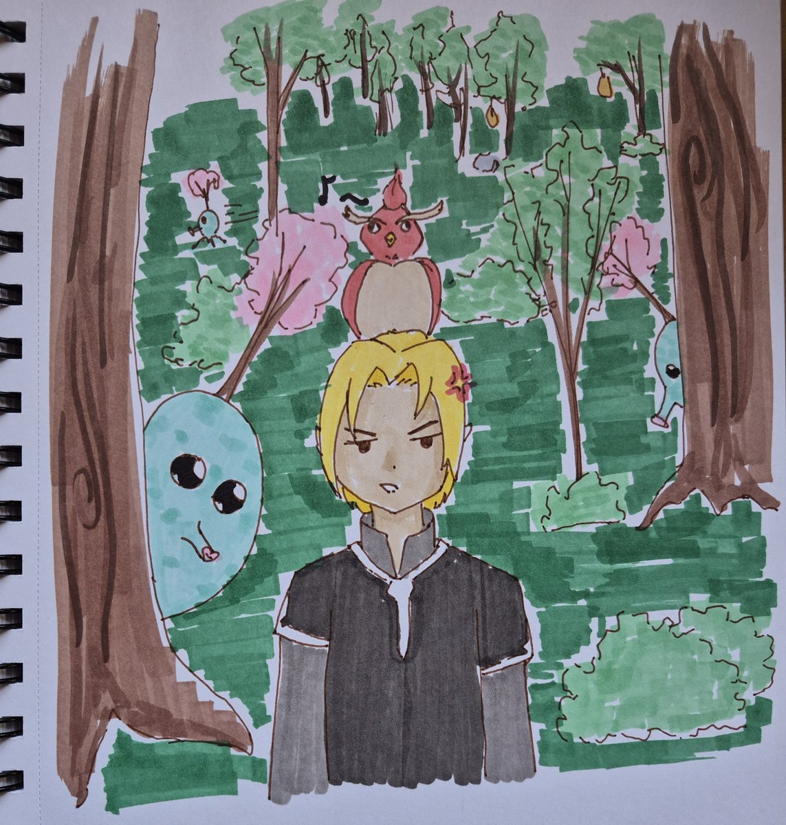 LizeAssep's tweet photo. Día 4: Link y Kaepora se marchan.
Como que los octorocks se enamoraron de Link, jaja.
#linktober #linktoberquest #linktober2026 https://t.co/9AvOt4v50H