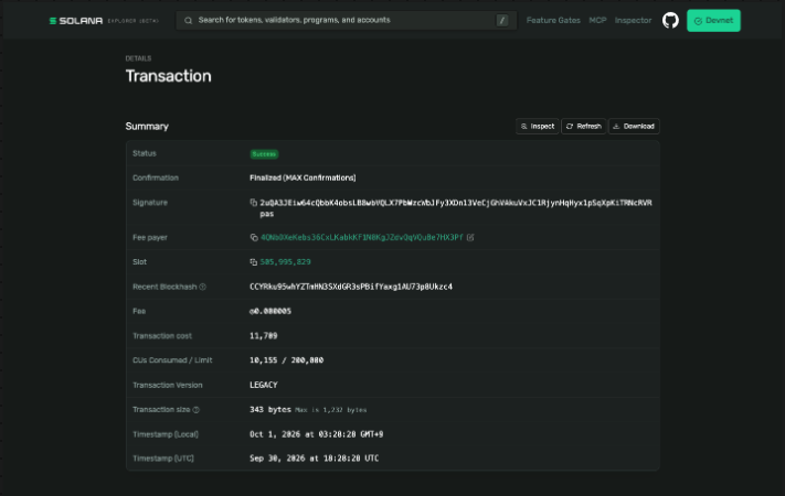 PHPRail's tweet photo. Devnet test coverage, TC-00 → TC-15:

14/15 passing
1 pending

One of those tests, verified on-chain. https://t.co/ty31BUWsAb