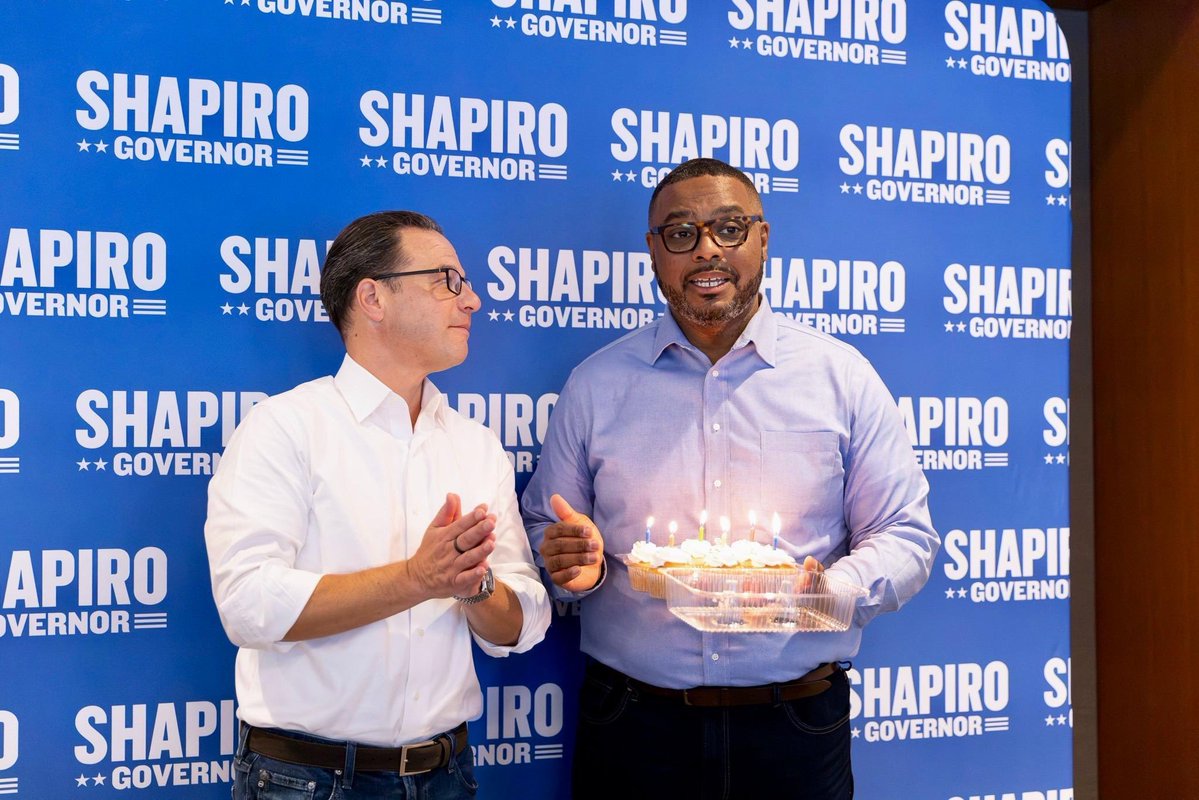 JoshShapiroPA's tweet photo. Happy birthday to Harper’s dad, Blayre’s husband, and my good friend and governing partner — LG @AustinDavisPA! https://t.co/v9emDB9drw